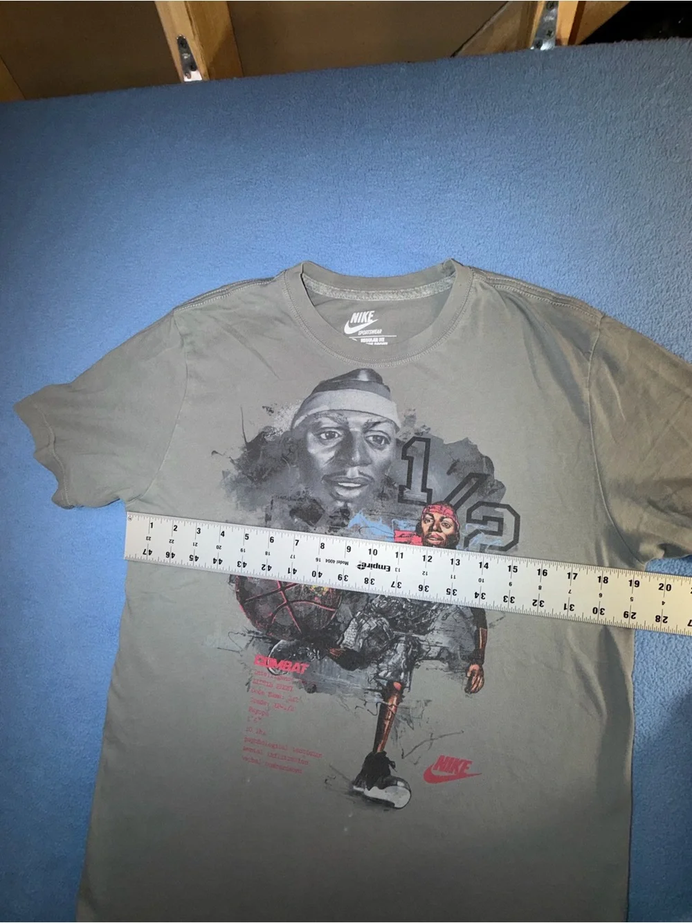 Nike Lil Penny Gray Graphic Basketball Tee with Multicolor Print Vintage